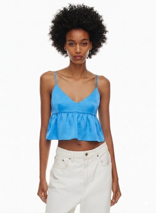 Wilfred Tops - Aritzia Wilfred Lover Satin Camisole V Neck Babydoll Poplin Size XXS Poppy Blue